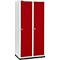 Schäfer Shop Genius Kledinglocker met fitting, 2 compartimenten, 400 mm compartimentbreedte, veiligheidsdraaigrendelslot, lichtgrijs/robijnrood