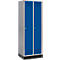 Schäfer Shop Genius Kledinglocker met fitting, 2 compartimenten, cilinderslot, blank aluminium/gentiaanblauw