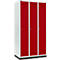 Schäfer Shop Genius Kledinglocker met fitting, 3 compartimenten, 300 mm compartimentbreedte, cilinderslot, robijnrood