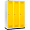 Schäfer Shop Genius Kledinglocker met fitting, 3 compartimenten, 400 mm compartimentbreedte, cilinderslot, lichtgrijs/koolzaadgeel