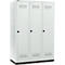 Schäfer Shop Genius Kledinglocker met fitting, 3 compartimenten, 400 mm compartimentbreedte, veiligheidsdraaigrendelslot, lichtgrijs/lichtgrijs