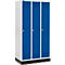 Kast met drie deuren in blauw en wit, rechthoekig met ventilatiegaten.