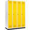 Schäfer Shop Genius Kledinglocker met fitting, 4 compartimenten, 300 mm compartimentbreedte, cilinderslot, deur koolzaadgeel