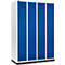 Schäfer Shop Genius Kledinglocker met fitting, 4 compartimenten, 300 mm compartimentbreedte, cilinderslot, gentiaanblauw
