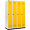 Schäfer Shop Genius Kledinglocker met fitting, 4 compartimenten, 300 mm compartimentbreedte, draaigrendelslot, deur koolzaadgeel