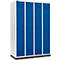 Schäfer Shop Genius Kledinglocker met fitting, 4 compartimenten, 300 mm compartimentbreedte, draaigrendelslot, gentiaanblauw