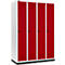 Schäfer Shop Genius Kledinglocker met fitting, 4 compartimenten, 300 mm compartimentbreedte, draaigrendelslot, robijnrood
