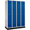 Schäfer Shop Genius Kledinglocker met fitting, 4 compartimenten, cilinderslot, blank aluminium/gentiaanblauw