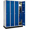 Schäfer Shop Genius Kledinglocker met fitting, 4 compartimenten, cilinderslot, blank aluminium/gentiaanblauw