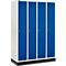 Schäfer Shop Genius Kledinglocker met fitting, 4 compartimenten, draaigrendelslot, lichtgrijs/gentiaanblauw