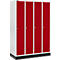 Schäfer Shop Genius Kledinglocker met fitting, 4 compartimenten, draaigrendelslot, lichtgrijs/rood
