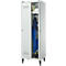 Schäfer Shop Genius Kledinglocker met poten, 2 compartimenten, B 630 x D 500 X H 1850 mm, cilinderslot, lichtgrijs/lichtgrijs