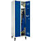 Schäfer Shop Genius Kledinglocker met poten, 2 compartimenten, B 630 x D 500 X H 1850 mm, veiligheidsdraaigrendelslot, lichtgrijs/gentiaanblauw