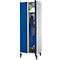 Schäfer Shop Genius Kledinglocker met poten, 2 compartimenten, B 630 x D 500 X H 1850 mm, veiligheidsdraaigrendelslot, lichtgrijs/gentiaanblauw
