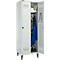 Schäfer Shop Genius Kledinglocker met poten, 2 compartimenten, B 630 x D 500 X H 1850 mm, veiligheidsdraaigrendelslot, lichtgrijs/lichtgrijs