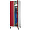 Schäfer Shop Genius Kledinglocker met poten, 2 compartimenten, B 630 x D 500 X H 1850 mm, veiligheidsdraaigrendelslot, lichtgrijs/rood