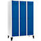 Schäfer Shop Genius Kledinglocker met poten, 3 compartimenten, 400 mm compartimentbreedte, veiligheidsdraaigrendelslot, lichtgrijs/gentiaanblauw