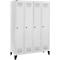 Schäfer Shop Genius Kledinglocker met poten, 4 compartimenten, 300 mm compartimentbreedte, cilinderslot, lichtgrijs