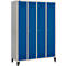 Schäfer Shop Genius Kledinglocker met poten, 4 compartimenten, cilinderslot, blank aluminium/gentiaanblauw
