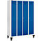 Schäfer Shop Genius Kledinglocker met poten, 4 compartimenten, cilinderslot, lichtgrijs/gentiaanblauw