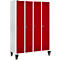 Schäfer Shop Genius Kledinglocker met poten, 4 compartimenten, draaigrendelslot, lichtgrijs/rood