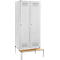 Schäfer Shop Genius Kledinglocker met zitbank, 2 compartimenten, 400 mm compartimentbreedte, cilinderslot, lichtgrijs/lichtgrijs