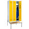 Schäfer Shop Genius Kledinglocker met zitbank, 3 compartimenten, 300 mm compartimentbreedte, cilinderslot, lichtgrijs/koolzaadgeel