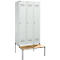 Schäfer Shop Genius Kledinglocker met zitbank, 3 compartimenten, 300 mm compartimentbreedte, cilinderslot, lichtgrijs/lichtgrijs