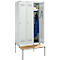 Schäfer Shop Genius Kledinglocker met zitbank, 3 compartimenten, 300 mm compartimentbreedte, cilinderslot, lichtgrijs/lichtgrijs