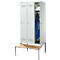 Schäfer Shop Genius Kledinglocker met zitbank, 3 compartimenten, 300 mm compartimentbreedte, cilinderslot, lichtgrijs/lichtgrijs