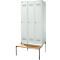 Schäfer Shop Genius Kledinglocker met zitbank, 3 compartimenten, 300 mm compartimentbreedte, cilinderslot, lichtgrijs/lichtgrijs