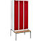 Schäfer Shop Genius Kledinglocker met zitbank, 3 compartimenten, draaigrendelslot, lichtgrijs/rood