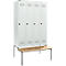 Schäfer Shop Genius Kledinglocker met zitbank, 4 compartimenten, 300 mm compartimentbreedte, veiligheidsdraaigrendelslot, lichtgrijs/lichtgrijs