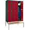 Schäfer Shop Genius Kledinglocker met zitbank, 4 compartimenten, cilinderslot, antraciet/rood