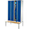 Schäfer Shop Genius Kledinglocker met zitbank, 4 compartimenten, veiligheidsdraaigrendelslot, lichtgrijs/gentiaanblauw
