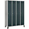 Schäfer Shop Genius Kleiderspind mit Füßen, 4 Abteile, Zylinderschloss, weißaluminium/anthrazit