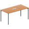 Schäfer Shop Genius Konferenztisch, 3-fach Tischanschlussfeld, Rechteck, 4-Fuß Rundrohr, B 1600 x T 800 x H 720-840 mm, Buche/weißaluminium RAL 9006