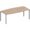 Schäfer Shop Genius Konferenztisch MODENA FLEX, 3-fach Anschluss, Boot, 4-Fuss Rundrohr, B 2000 x H 720-840 mm, Eiche Dekor/weissalu