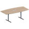 Schäfer Shop Genius Konferenztisch MODENA FLEX, 3-fach Anschluss, Boot, T-Fuß Rundrohr, B 2000 x H 650-850 mm, Eiche-Dekor/weißalu