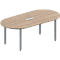 Schäfer Shop Genius Konferenztisch MODENA FLEX, 3-fach Anschluss, Oval, 4-Fuß Quadratrohr, B 2000 x T 1000 x H 720-840 mm, Eiche Dekor/weißalu