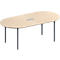 Schäfer Shop Genius Konferenztisch MODENA FLEX, 3-fach Anschluss, Oval, 4-Fuß Rundrohr, B 2000 x T 1000 x H 720-840 mm, Ahorn/weißalu