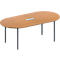 Schäfer Shop Genius Konferenztisch MODENA FLEX, 3-fach Anschluss, Oval, 4-Fuß Rundrohr, B 2000 x T 1000 x H 720-840 mm, Buche/weißalu