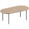 Schäfer Shop Genius Konferenztisch MODENA FLEX, 3-fach Anschluss, Oval, 4-Fuß Rundrohr, B 2000 x T 1000 x H 720-840 mm, Eiche Dekor/weißalu