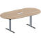 Schäfer Shop Genius Konferenztisch MODENA FLEX, 3-fach Anschluss, Oval, T-Fuß Rechteckrohr, B 2000 x T 1000 x H 650-850 mm, Eiche-Dekor/weißalu