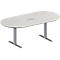 Schäfer Shop Genius Konferenztisch MODENA FLEX, 3-fach Anschluss, Oval, T-Fuß Rechteckrohr, B 2000 x T 1000 x H 650-850 mm, lichtgrau/weißalu
