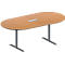 Schäfer Shop Genius Konferenztisch MODENA FLEX, 3-fach Anschluss, Oval, T-Fuß Rundrohr, B 2000 x T 1000 x H 650-850 mm, Buche/weißalu