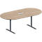 Schäfer Shop Genius Konferenztisch MODENA FLEX, 3-fach Anschluss, Oval, T-Fuß Rundrohr, B 2000 x T 1000 x H 650-850 mm, Eiche-Dekor/weißalu