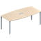 Schäfer Shop Genius Konferenztisch MODENA FLEX, 3-fach Tischanschlussfeld, Boot, 4-Fuß Quadratrohr, B 2000 x H 720-840 mm, Ahorn/weißaluminium