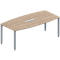 Schäfer Shop Genius Konferenztisch MODENA FLEX, 6-fach Anschluss, Boot, 4-Fuss Quadratrohr, B 2000 x H 720-840 mm, Eiche Dekor/weissaluminium