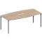 Schäfer Shop Genius Konferenztisch MODENA FLEX, 6-fach Anschluss, Boot, 4-Fuss Rundrohr, B 2000 x H 720-840 mm, Kirsche Romana/weissalu
